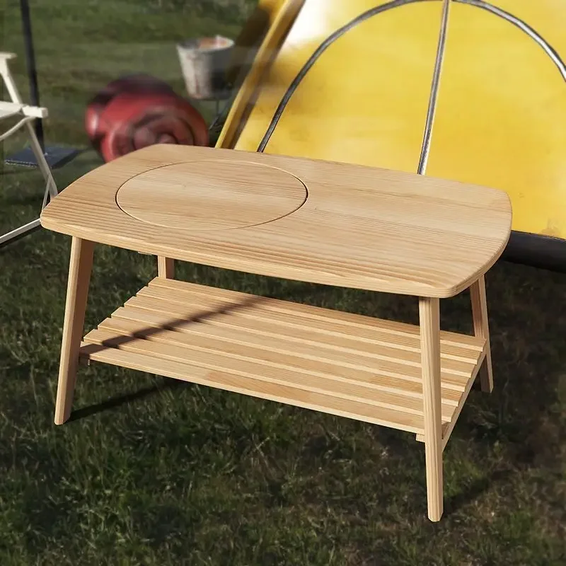 Furnace tea table outdoor tea table barbecue household courtyard indoor folding utensils camping full set of stove barbecue