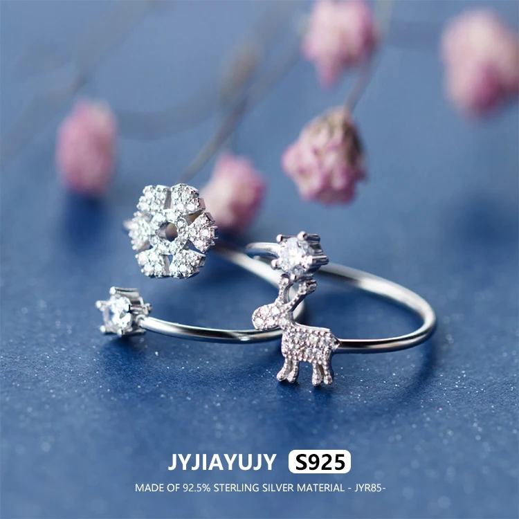 

JYJIAYUJY 100% Whole Original Sterling Silver S925 Adjustable Ring In Stock Christmas Style Snow Elk Deer Fashion Jewelry JYR85