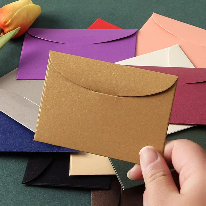 50pcs/lot 10x7cm Envelope for Invitations Postcards Giftbox Message 250g Pearl Paper Wedding Business Storage Bag Supplies