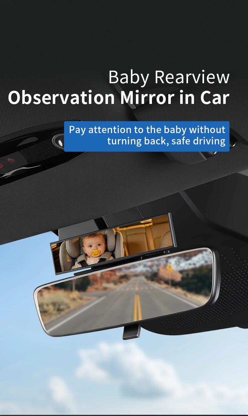Weitwinkel-Toter-Winkel-Hilfsspiegel, Ultraklarer Baby-Beobachtungsspiegel, Universeller Auto-Innenraum-Sicherheitsmonitor für Kleinkinder – Detail 1