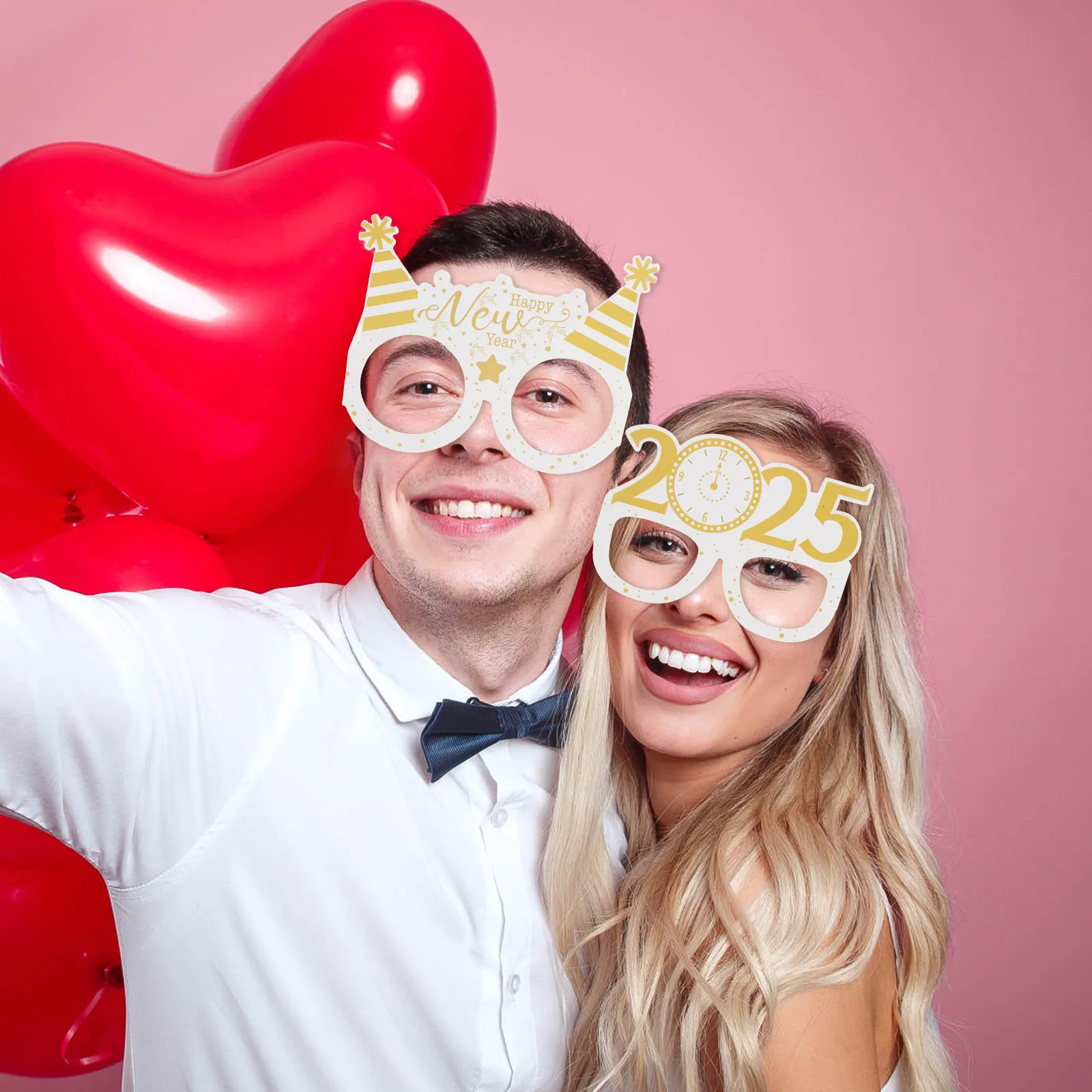

6pcs 2025 New Year Party Glasses Paper Decorations Festive Eyeglasses 3D Design Unique Celebration Props Nye Birthday Wedding