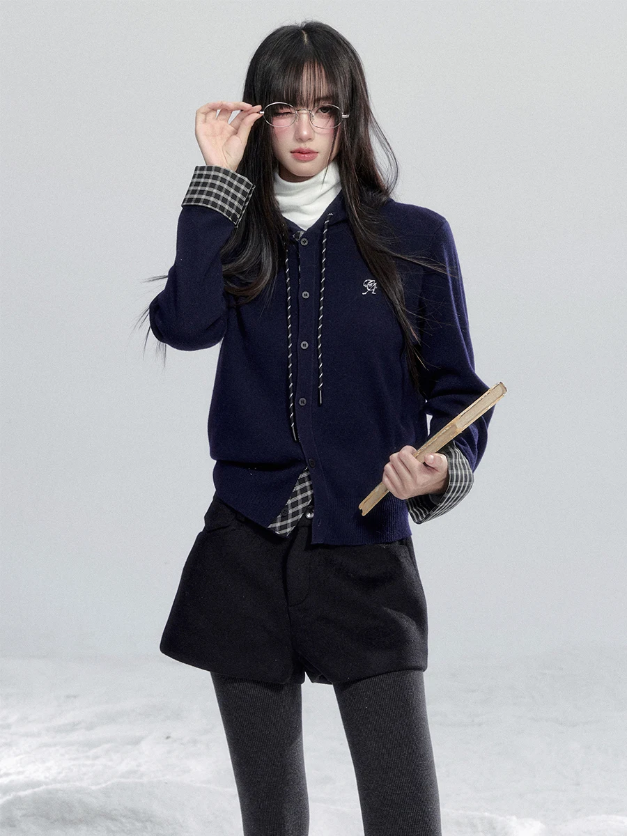 

Корейская вязаная шапка в клетку в клетку, пальто с хрупким сердцем, Новое поступление, женский облегающий длинный кардиган Sve Jaet