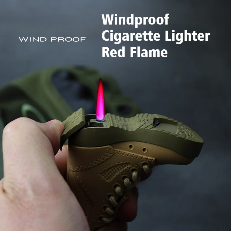 

Leather Boot Shape with Bottle Opener Windproof Fire Open Flame Lighter Metal Inflatable Cigarette Lighters & Smoking Accessorie