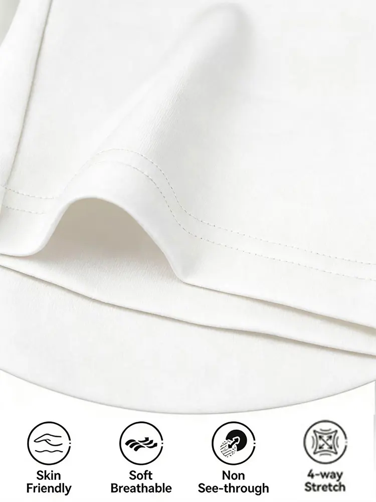 Womens Elegant High Waist Straight Pants Simple Office Formal Wear White Soft Elastic Quick Dry Wide Leg Trouser Commute Outfits - view 5