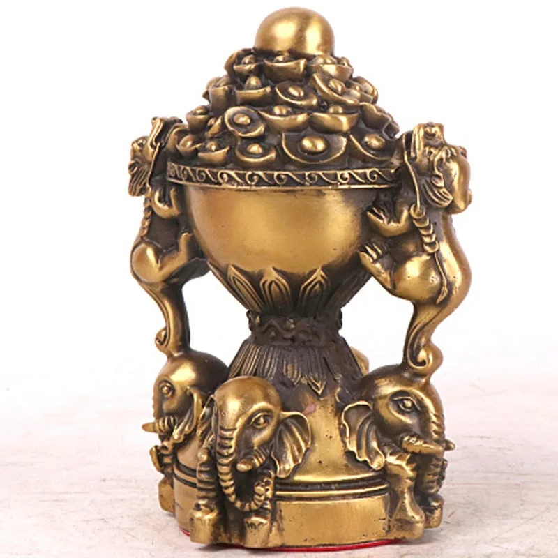 Creative Gift Ornament: Copper , New - Elephant , Four-Figured Treasure Bowl
