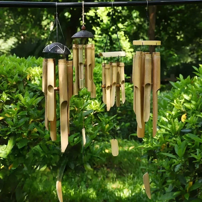 Chinese Bamboo Wind Chime Natural Coconut Husk Creative Handmade Bamboo Wind Chime Pendant Decoration Home Garden Decoration