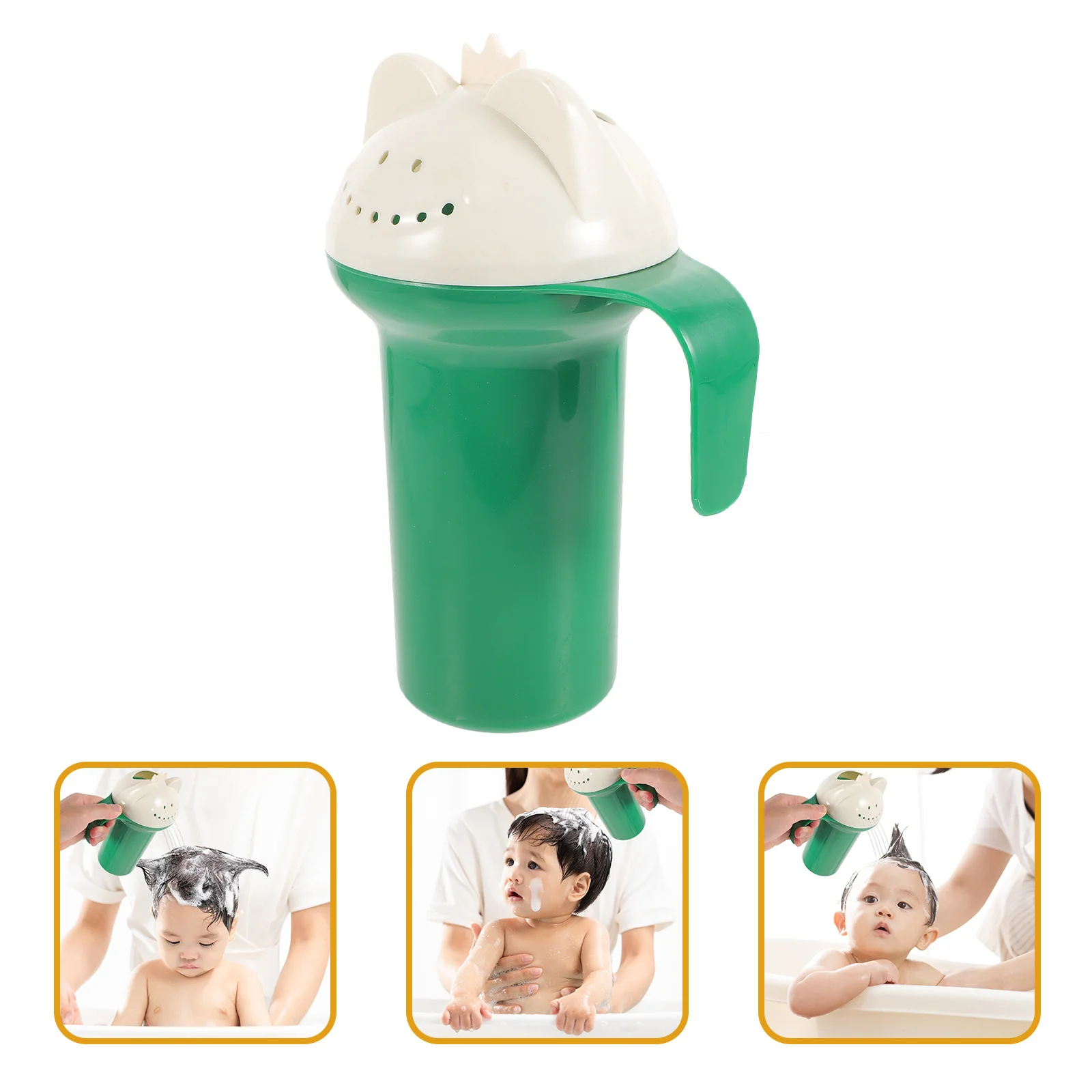 Cuillère à eau de bain pour bébé, shampoing, tasse de rinçage, forme de dessin animé vert, lavage des cheveux, cuillère de douche, protection des yeux de bébé, garçons et filles