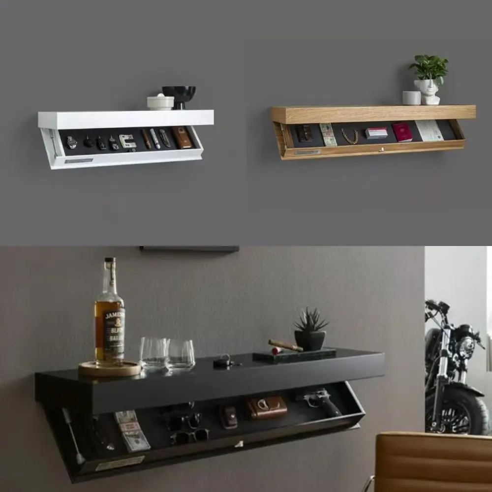 Wall-mounted Magicflap Designer Shelf Wooden Secret Compartment Concealed Floating Shelf Multi-function Wall Shelves Home Decor