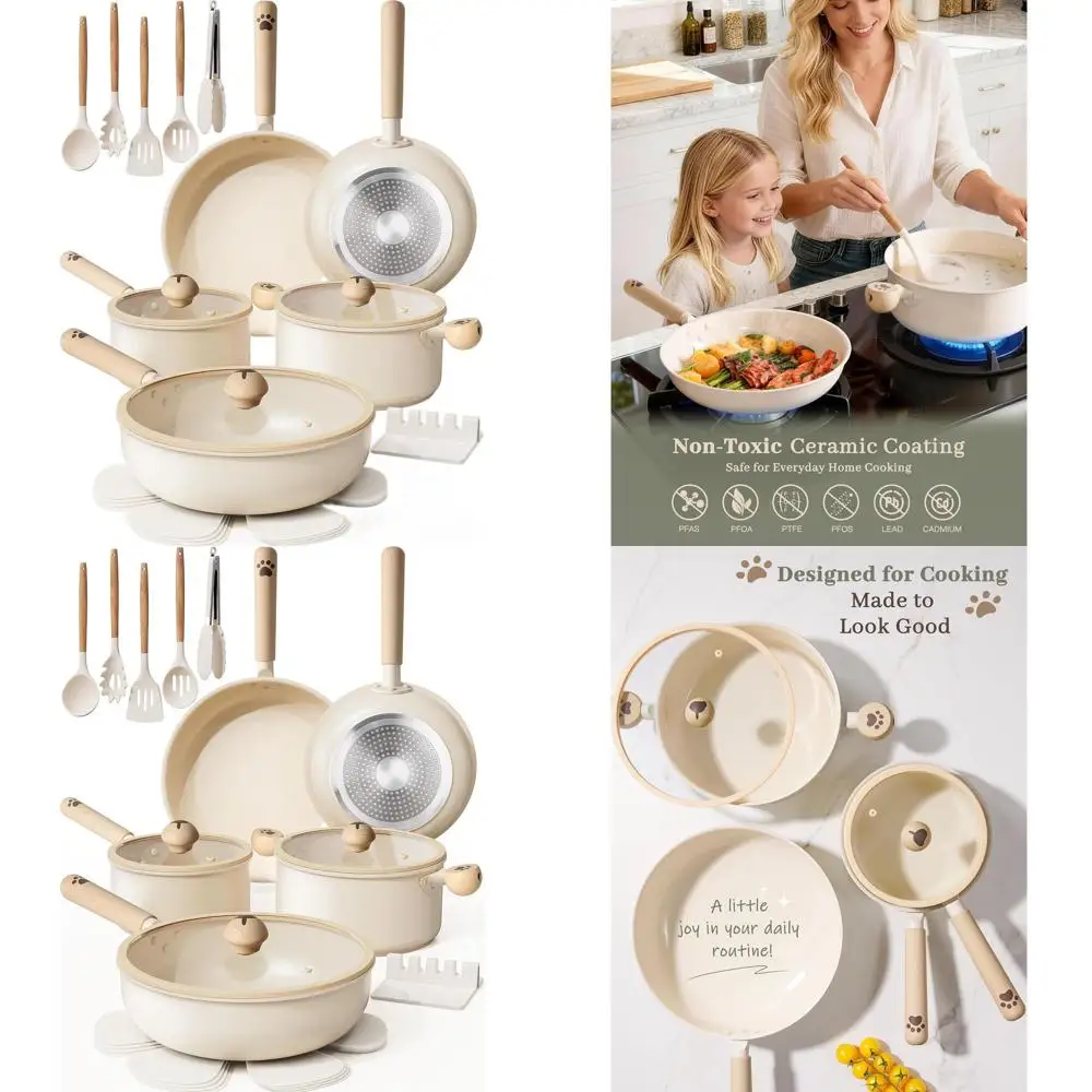 

Non-Stick 18-Piece Cookware Set, Safe for Dishwasher, Ideal for Induction and Everyday Use