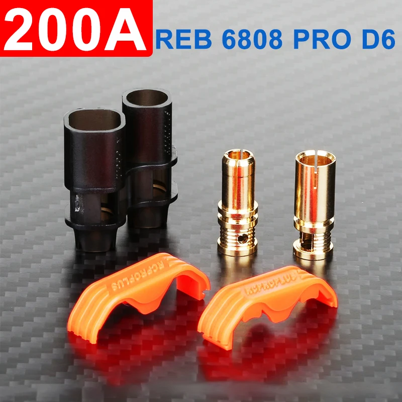 6mm REB 6808 PRO D6 200A Gold-plated Plug Electric Vehicle Lithium Battery Connector Female No Soldering Required Banana Socket