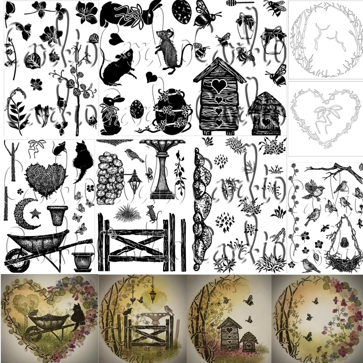 Butterflies Bee Abodes Pea Trail Heart Country Garden Collection Clear Stamps Stencil for DIY Scrapbook Craft 2026 March New