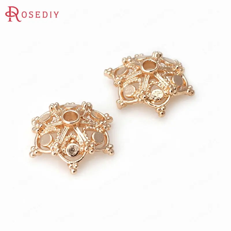 6 шт., латунные шапочки для бусин, 13 мм