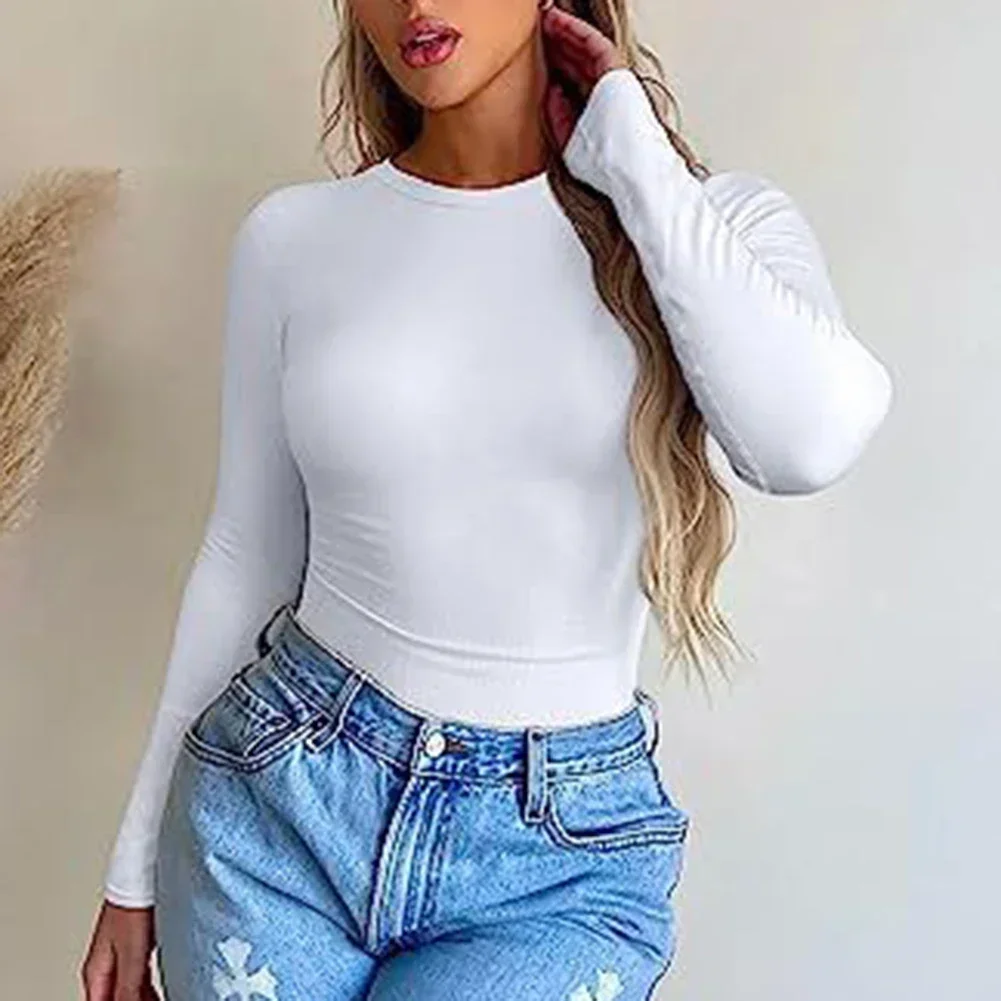 Women Long SleeveT Shirt Slim Fit Pullovers Pullovers Basic Clothes Crop Top