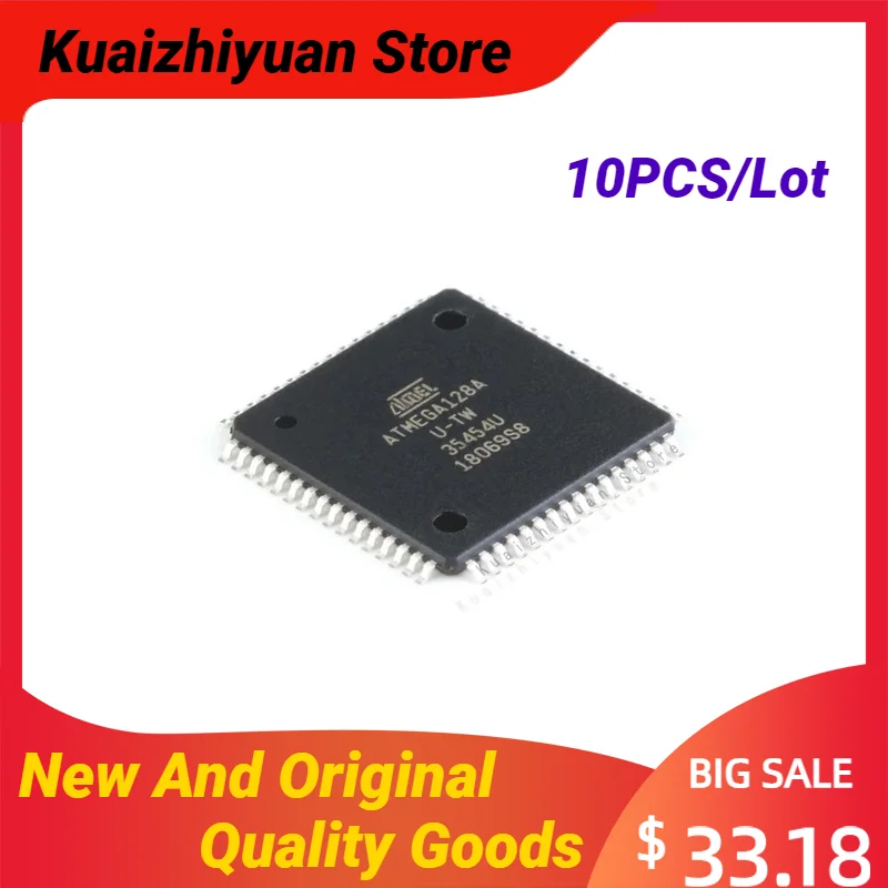 10PCS/Lot New And Original ATMEGA128A-AU ATMEGA128A-AUR ATMEGA128AU-TW TH IC MCU Chip QFP-64 TQFP Chipset Quality Goods