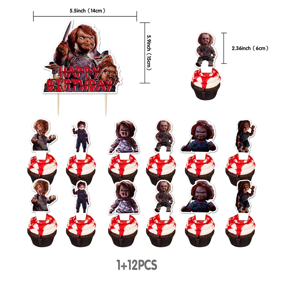 Chucky Birthday Party Decorations  Balloons Horror Movie Character Supplies Banner Cake Topper Kids Happy Backdrop Boy 2nd
