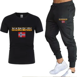 2024 summer new men's sportswear trousers suit short-sleeved breathable T-shirt + trousers men's casual sports training pants