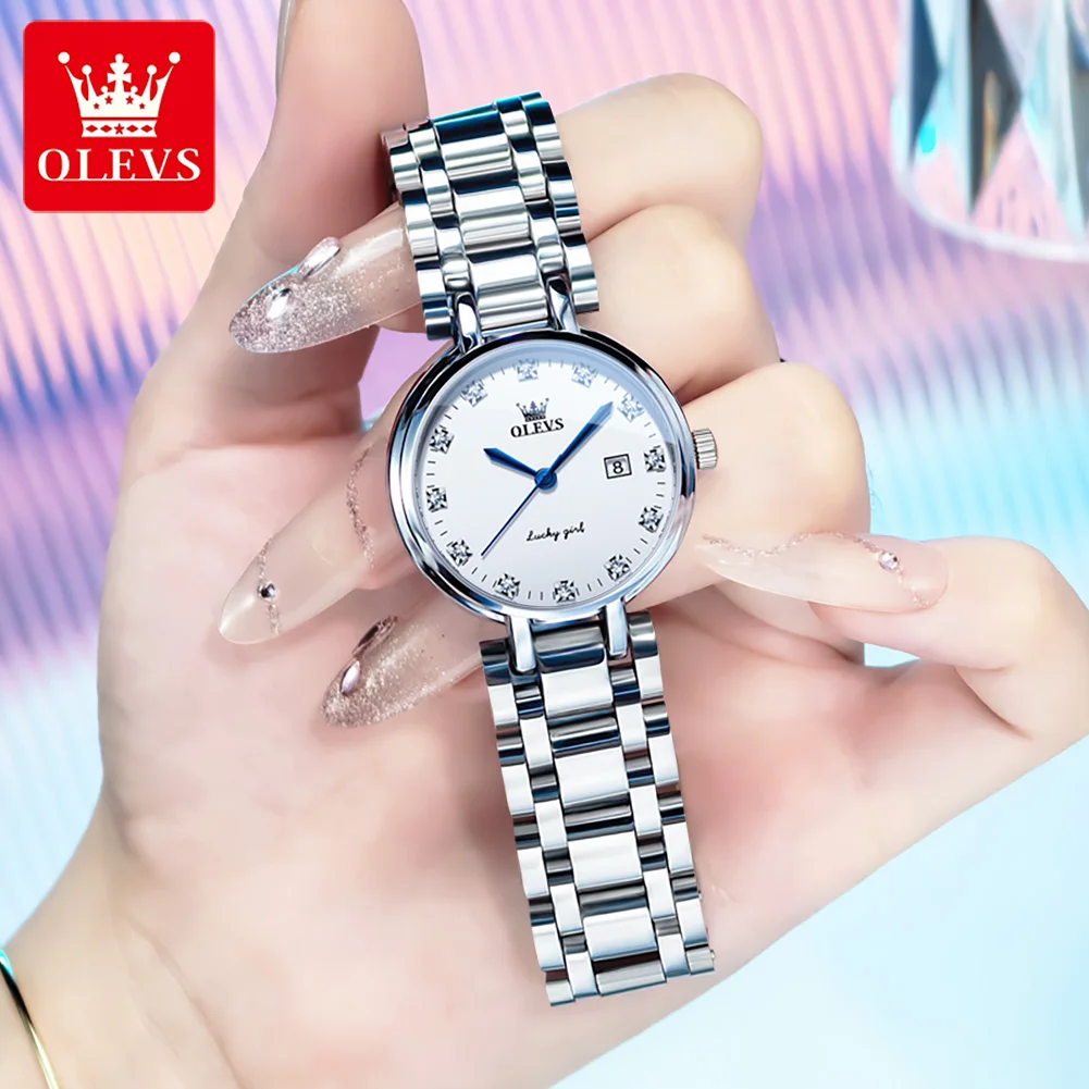 OLEVS 5575 Women Watch Fashion Simple Calendar Waterproof Dial Luxury Brand Elegant Diamond Quartz Women's Watch Reloj Mujer