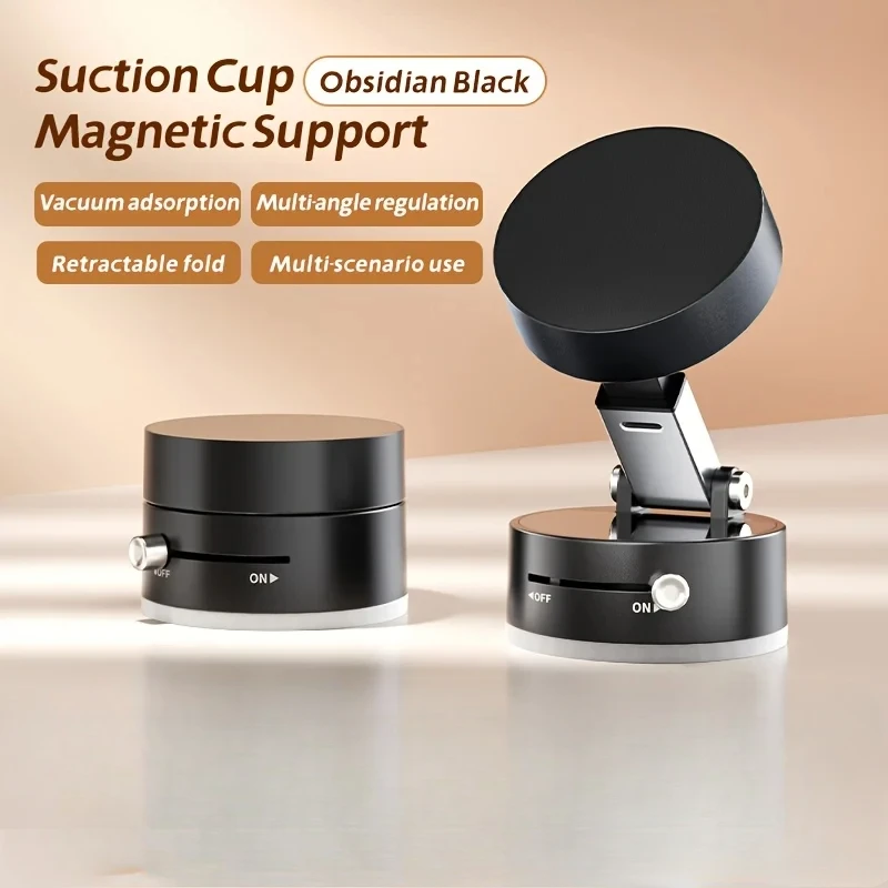 Car Magnetic Phone Holder Foldable Car Phone Mount Dashboard Phone Bracket 360 Degree Rotation Vacuum Suction Cup GPS Stand