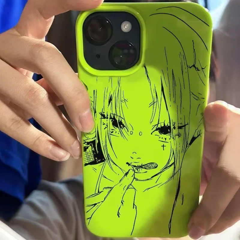

anime girl yellow phone case for iphone 17 pro max 16 plus 15 14 13 11 silicone back cover for iphone 12 pro xr xs x 8 7 p se 3