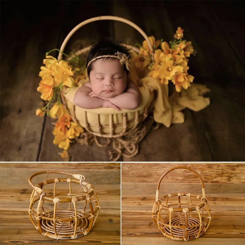 

Newborn Photography Props Retro Unique Handmade Wood Bamboo Chair Bed Infant Baby Photography Prop Studio Posing Accessories