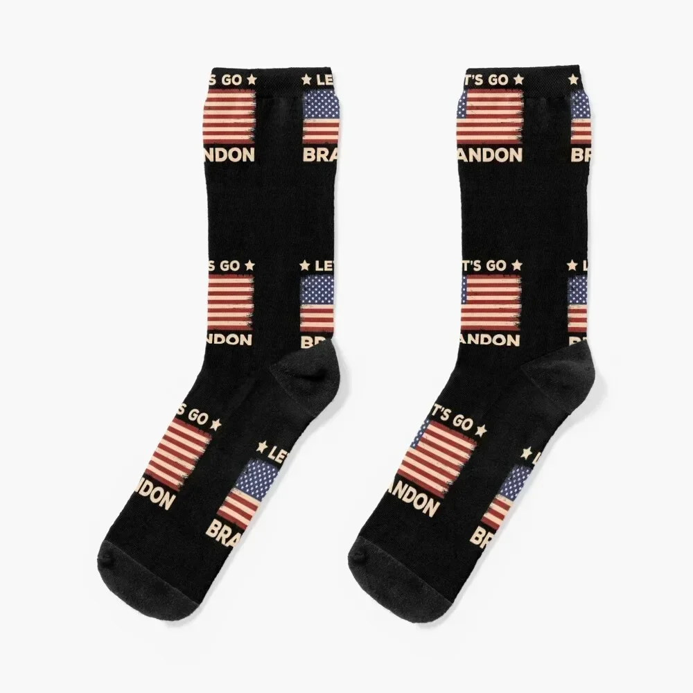 

Let's Go Brandon Vintage American Grunge Flag Socks cotton christmass gift Hiking boots Socks For Women Men's