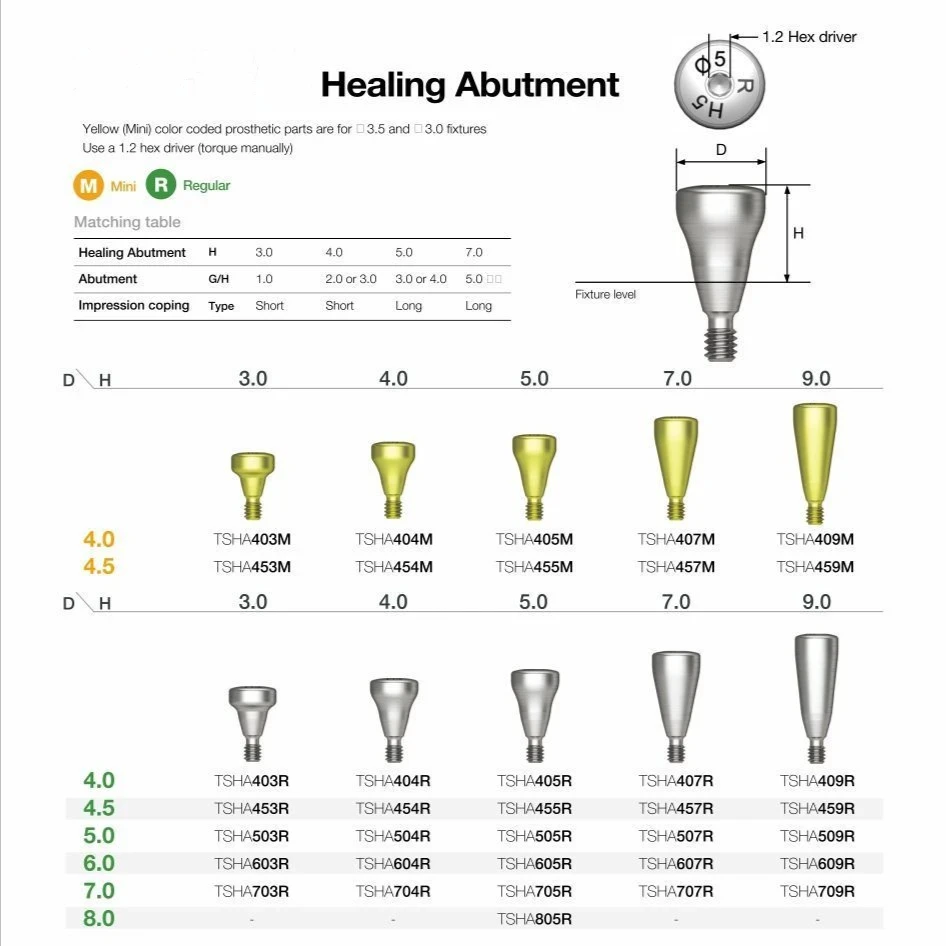 Healing Abutment for Osstem Healing Base Transfer Rod Dental Healing Caps Oral Accessories Dental Implant Instruments