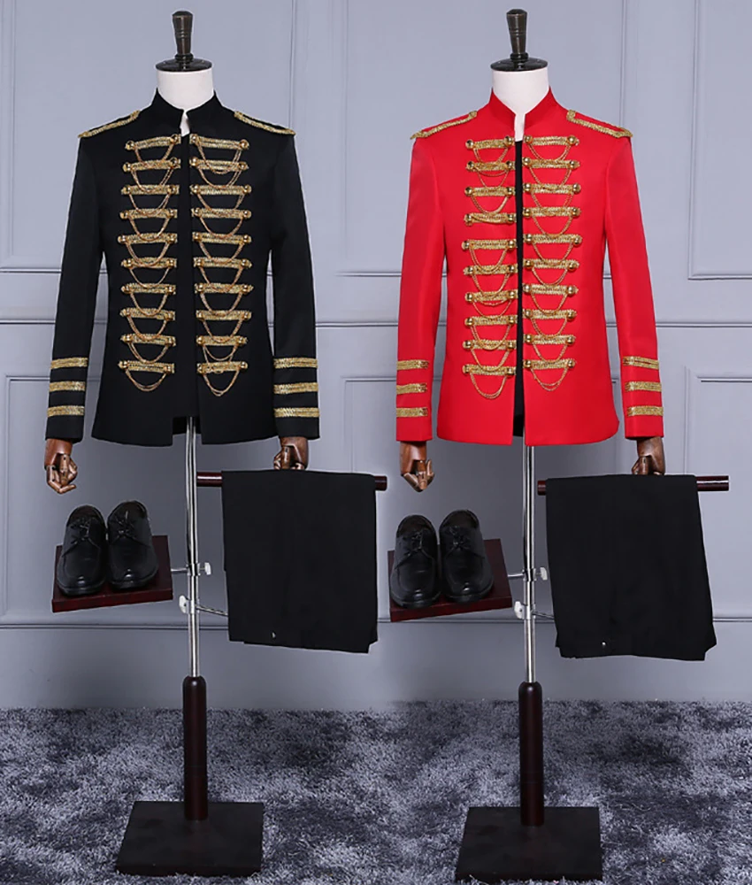 

High Quality Slim Fit Men's Stand Collar 2-Piece Suit, Jacket and Pants Set for Stage Show, Party and Costume Events