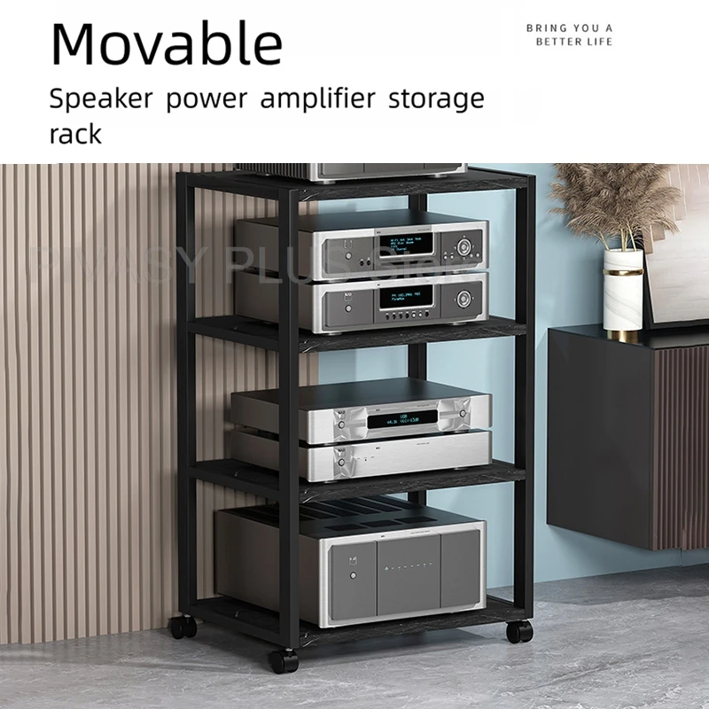 2-5 Tier Speaker Stand 360°Wheel Audio Rack Sturdy Metal Frame Amplifier Shelf 40x50cm Storage Bracket For Home Theater Radio DJ