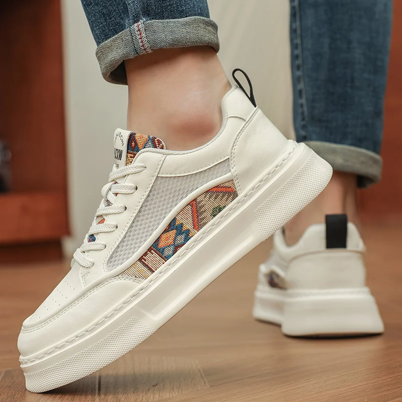 Men's 2025 New Autumn White Sneakers & Chunky High-Top Casual Shoes – Lightweight, Height-Increasing & Comfortable