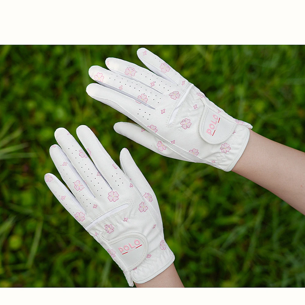 1 Pc Comfortable Breathe Women's Golf Gloves Ladies Left Right Hand All Weather Fit PU Leather Microfiber Cloth Golf Accessories