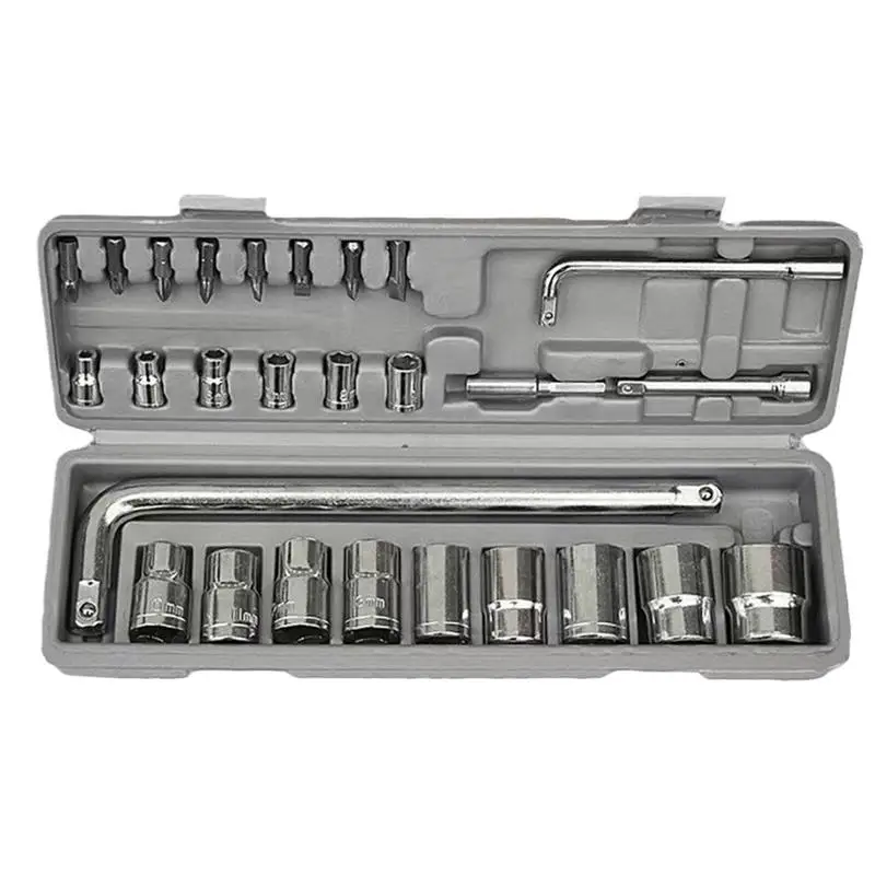 Wrench Socket Set Vehicle Wrench Socket Maintenance Kit Ergonomic Design Drive Socket Set For Toolbox Family Garage And In-Car