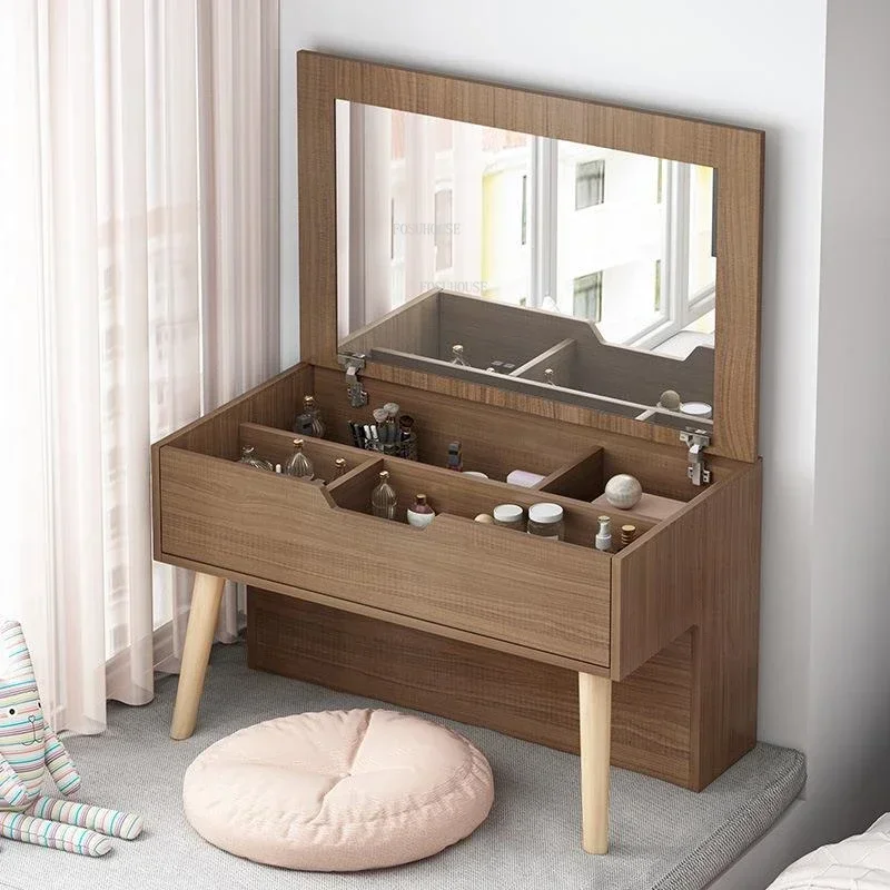 Simple Dormitory Bedroom Dressers Apartment Flip Dressing Table Nordic Vanity Hotel Home furniture Storage Tables with Drawer