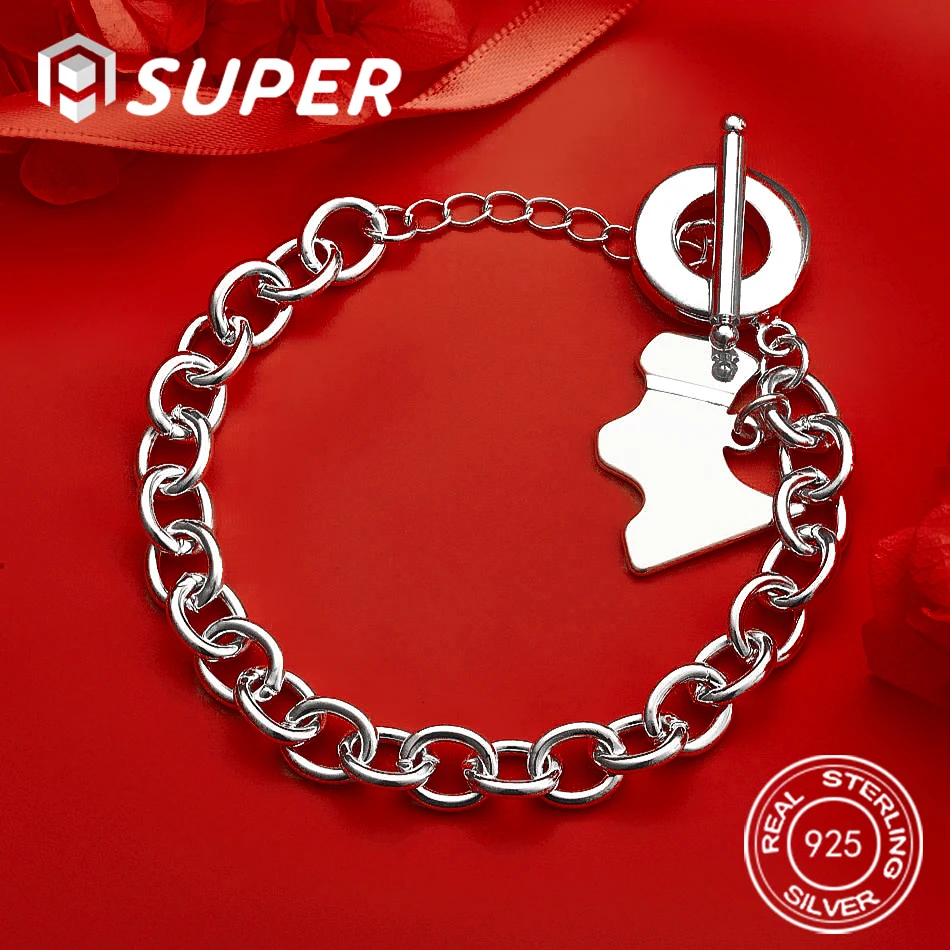 

ALISuper 925 Sterling Silver 8 Inch Cute Puppy Bracelet Women's Fashion Wedding Jewelry Accessory