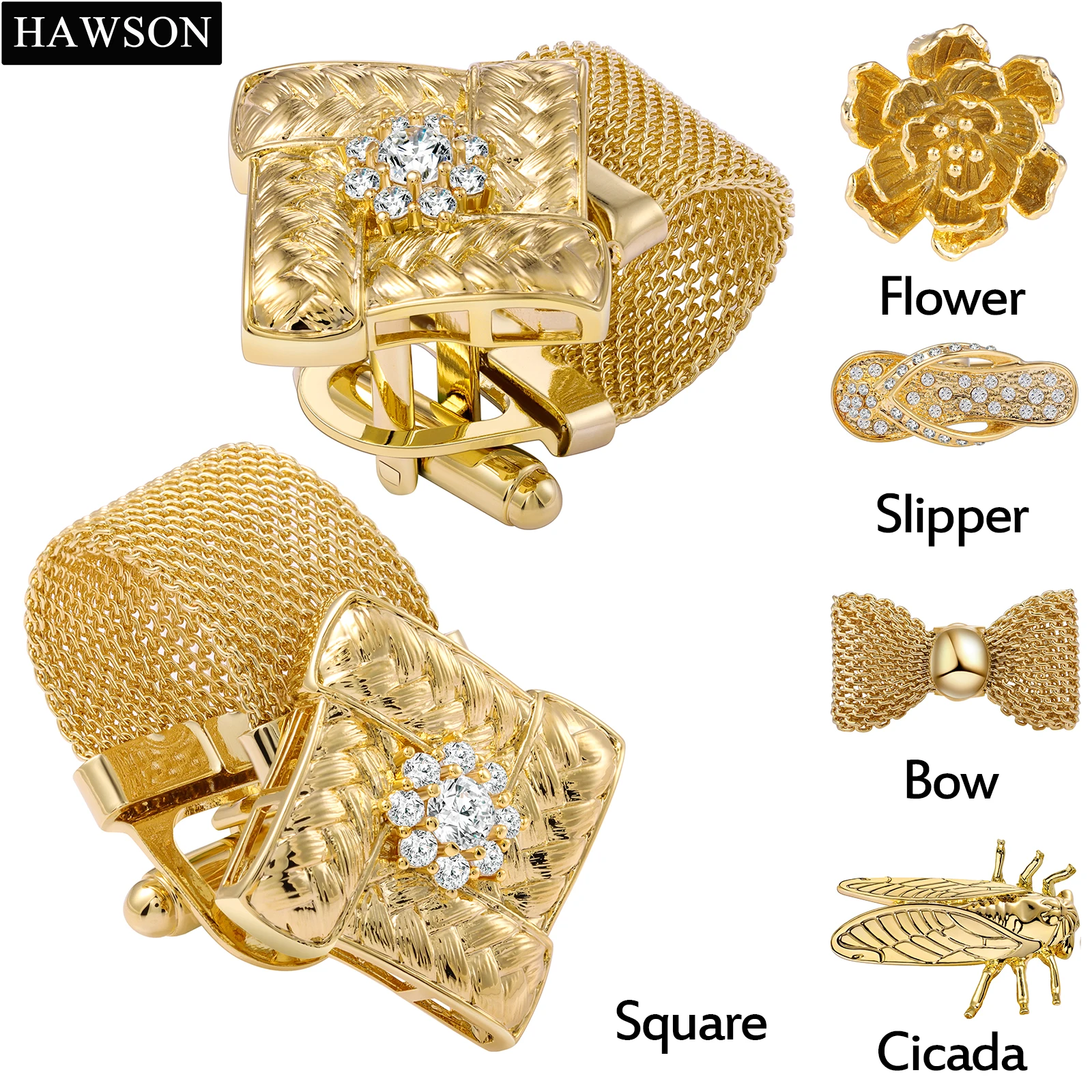 

HAWSON Men's Chain Cufflinks Set -cuff links mens Shiny luxurious French Shirt Ornament or Accessory - Party favors for men