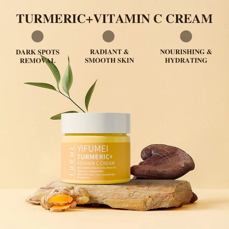 Turmeric Vitamin C Face Cream Acne Treatment Dark Spots Removal Moisturizing Brightening Whitening Cream for Face Skin Care