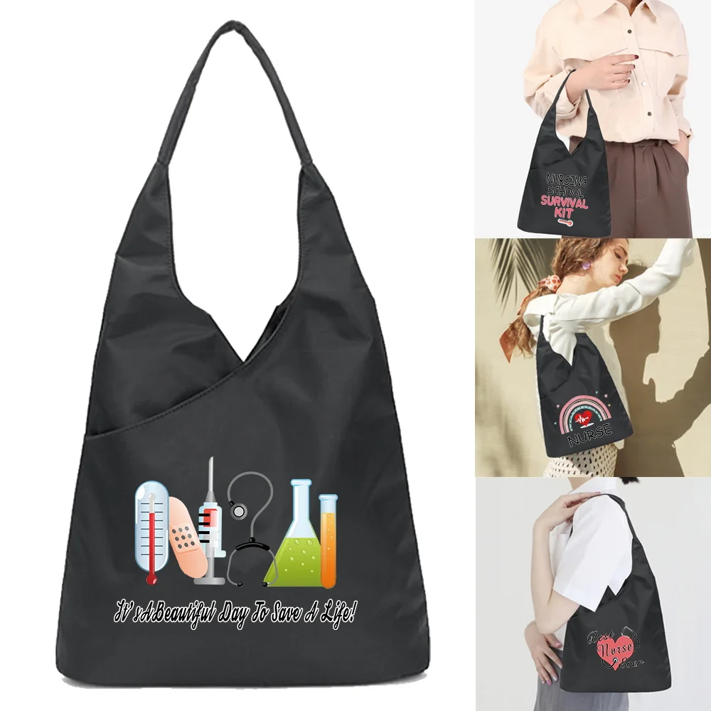 

Nurse Interest Printing Handbag for Women Tote Bags Female Soft Environmental Storage Reusable Girls Small and Shopper Totes Bag