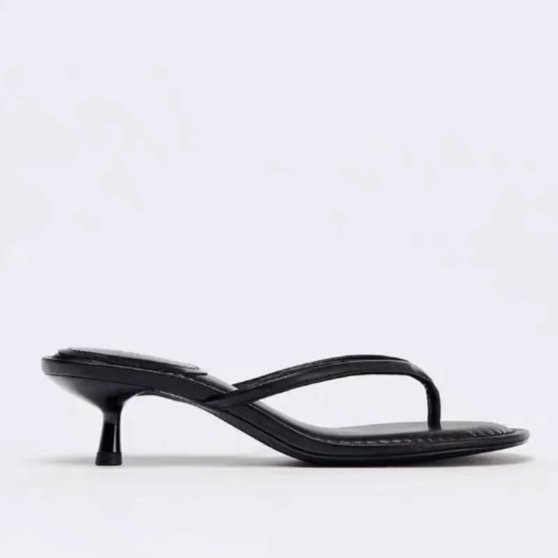 شباشب صيفية رفيعة بكعب منخفض لعام 2025 شباشب عصرية بمقدمة مستديرة من جلد الغزال للنساء صنادل شاطئ غير رسمية #5