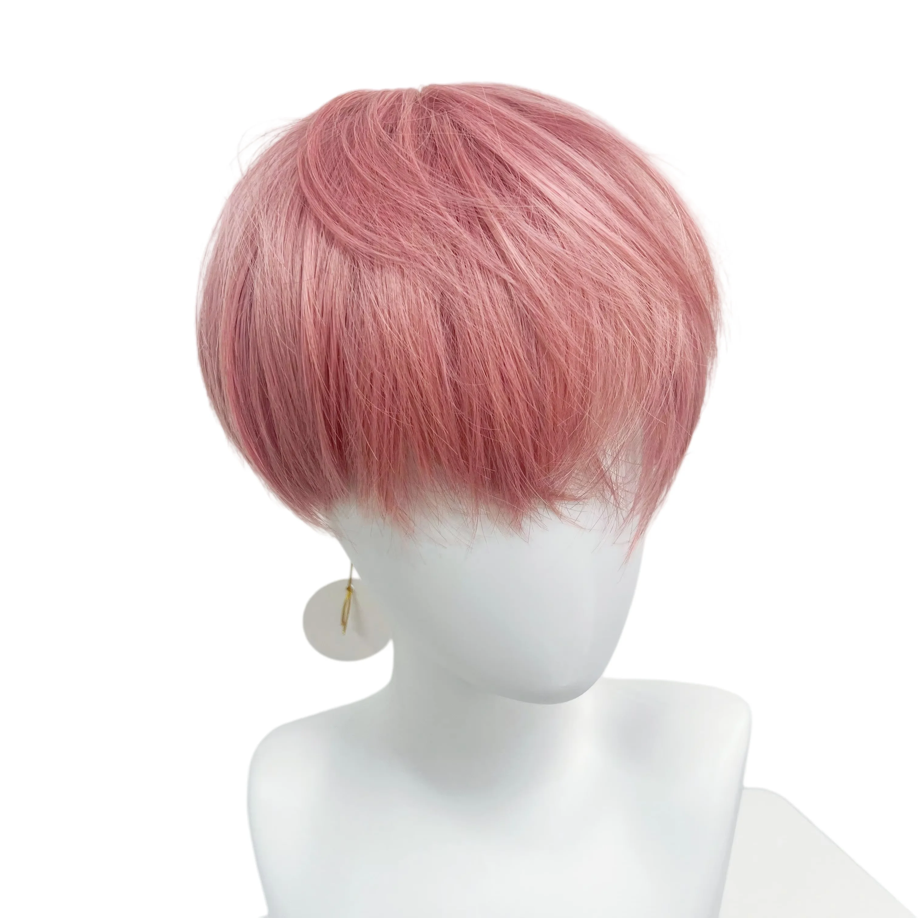 Ash Pink Wig for Man 6inch Short Wig with Bangs Handsome Nature Looking Hgih Temperature Fibers Synthetic Wigs for Live Stream - view 4