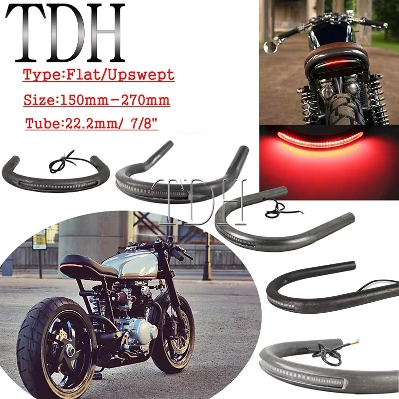 

150mm-270mm 1" 7/8" Cafe Racer Upswept Rear Seat Hoop Scrambler Frame Loop Red/Amber LED Turn Signal Taillight For Chopper XS CB