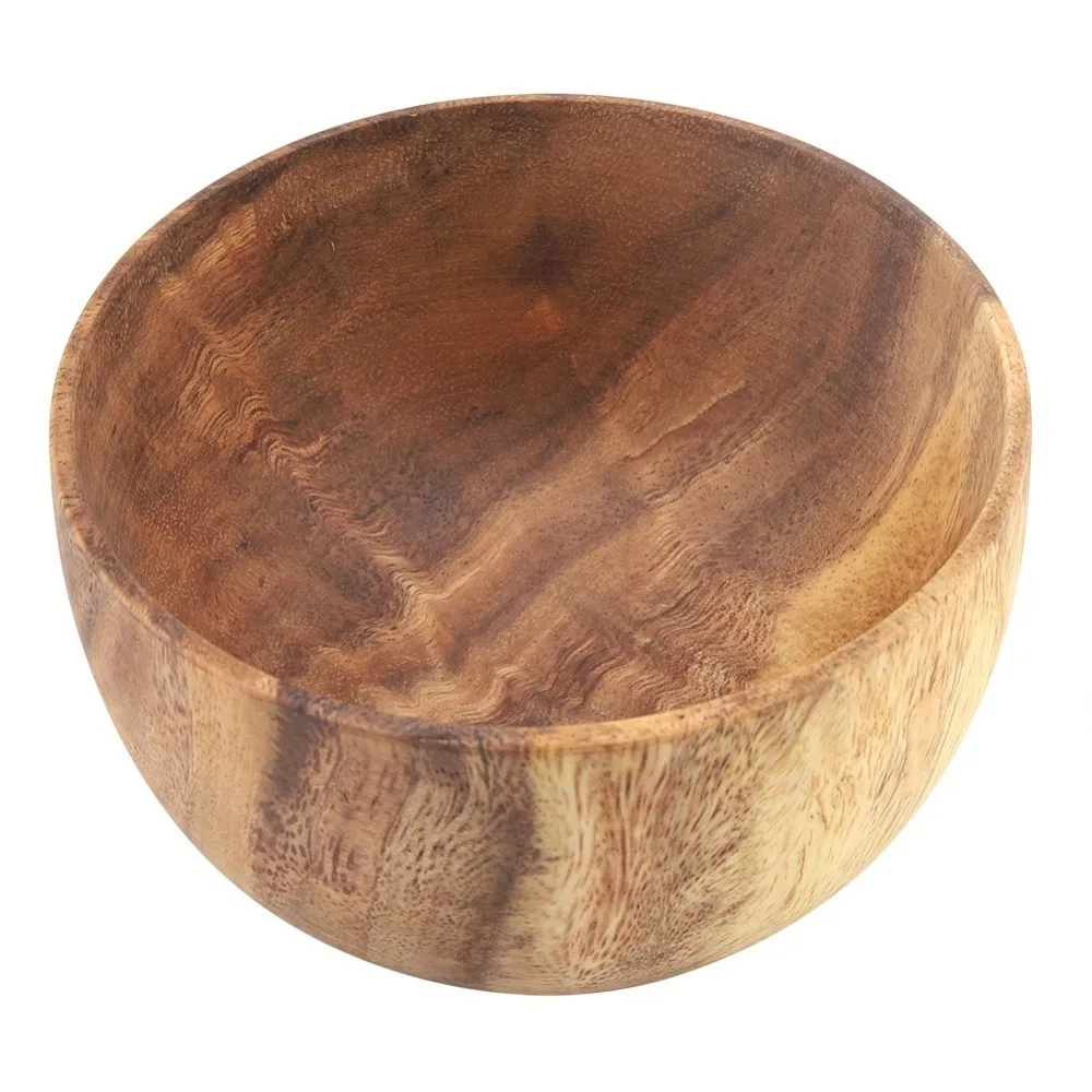 Wood Raw Salad Bowl Burr-free Wall Large Deep Inner Space Instant Noodle Bowl Multisize Thick Anti-crack Soup Bowl Rice Serving