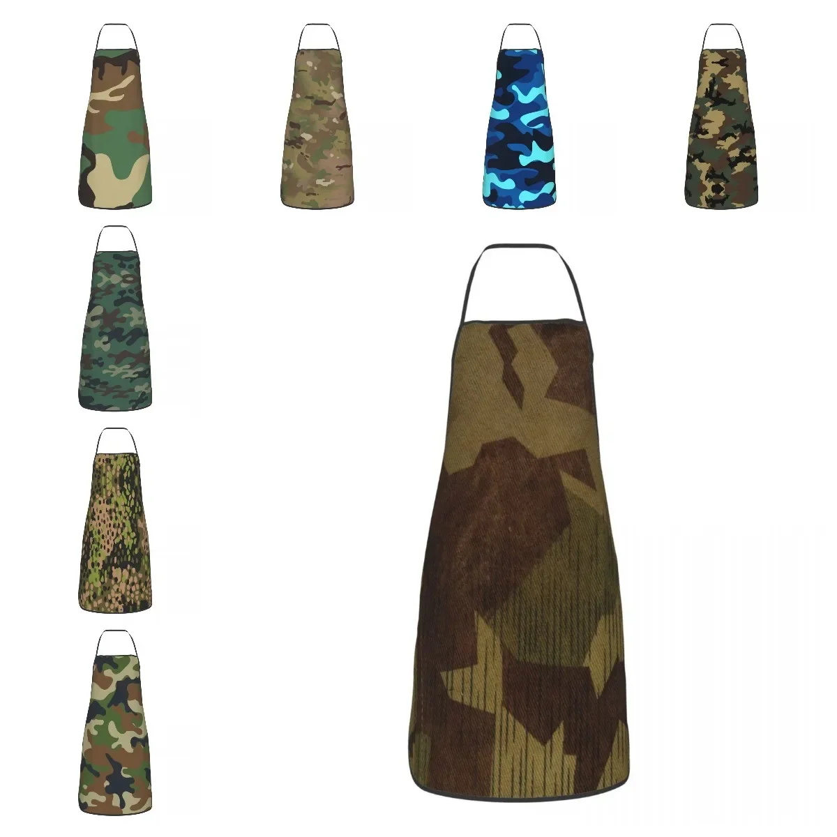 WW2 German Splittertarn Camo Kitchen Chef Cooking Baking Apron Men Women Military Army Camouflage Tablier Cuisine for Gardening