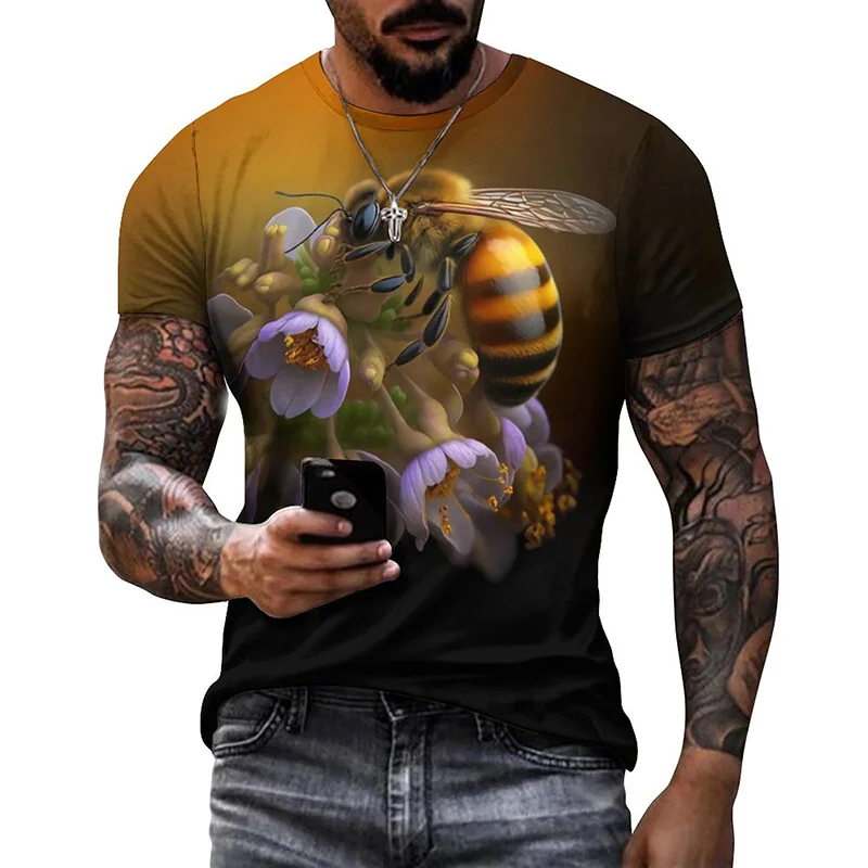 Honeycomb Bee Graphic T Shirt Fashion 3D Print T-shirt Summer Men Casual Street Tops Tee Shirts Women Oversized Sport Sweatshirt