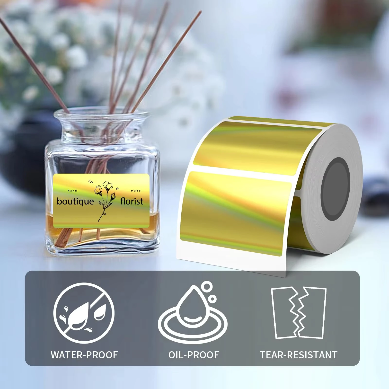 M110/M120 1/3 Roll Gold Metallic Labels - Waterproof Laser Printer Adhesive for Luxury Gifts & Boxes
