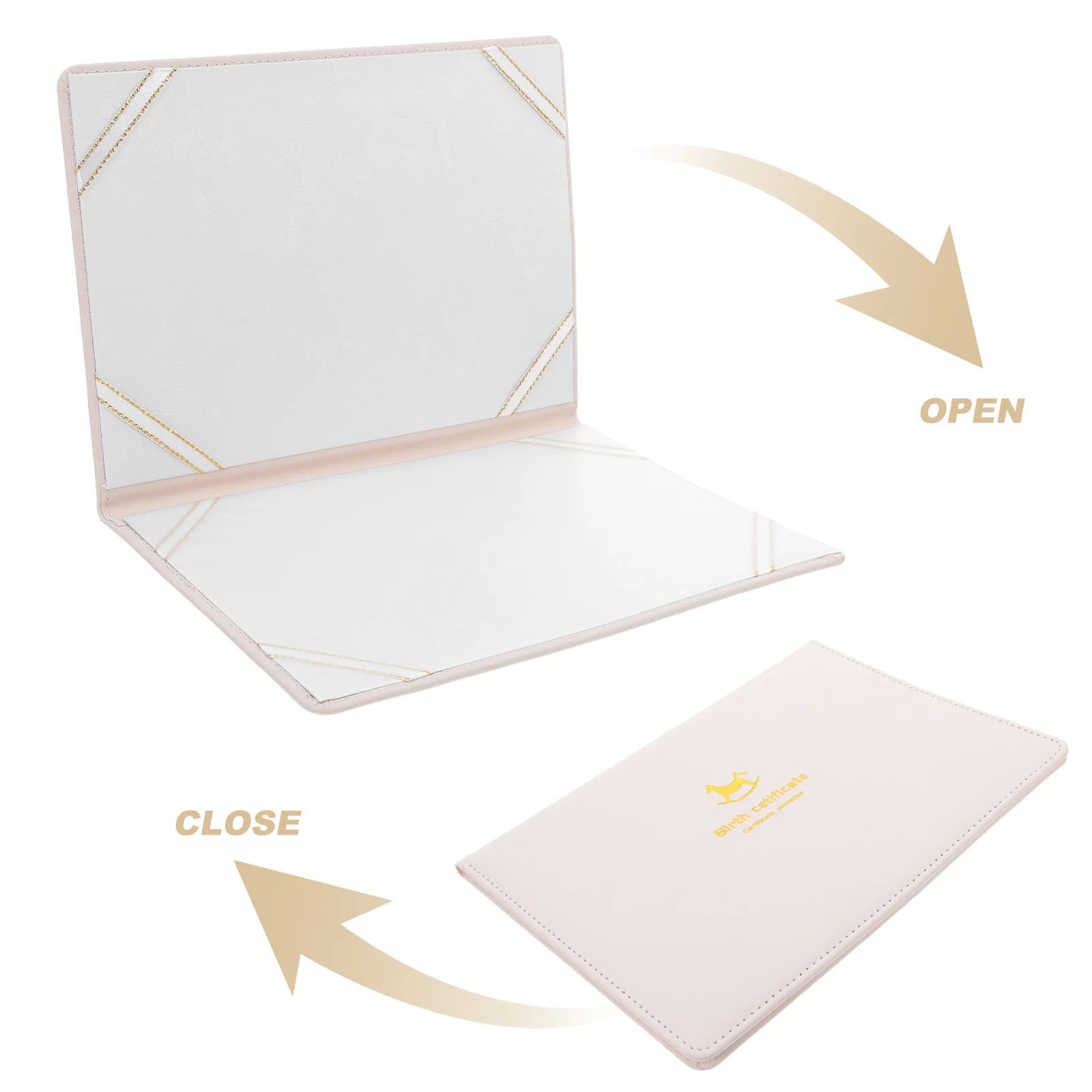 출생 증명서 홀더 화이트 회전목마 디자인 방수 PU 보호 케이스 기념품 의료 기록 보관 여행용