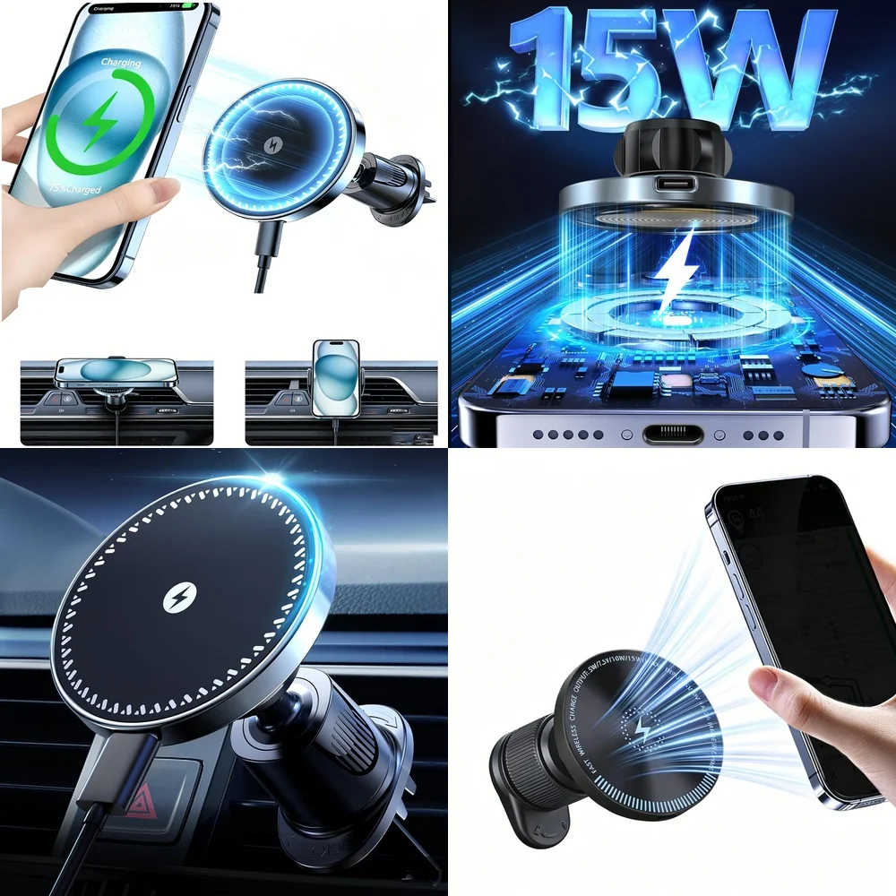 Trending Product 2026 Hot Electronics Products Magnetic Wireless Car Charger Fast Charging Air Vent Car Mount Phone Holder