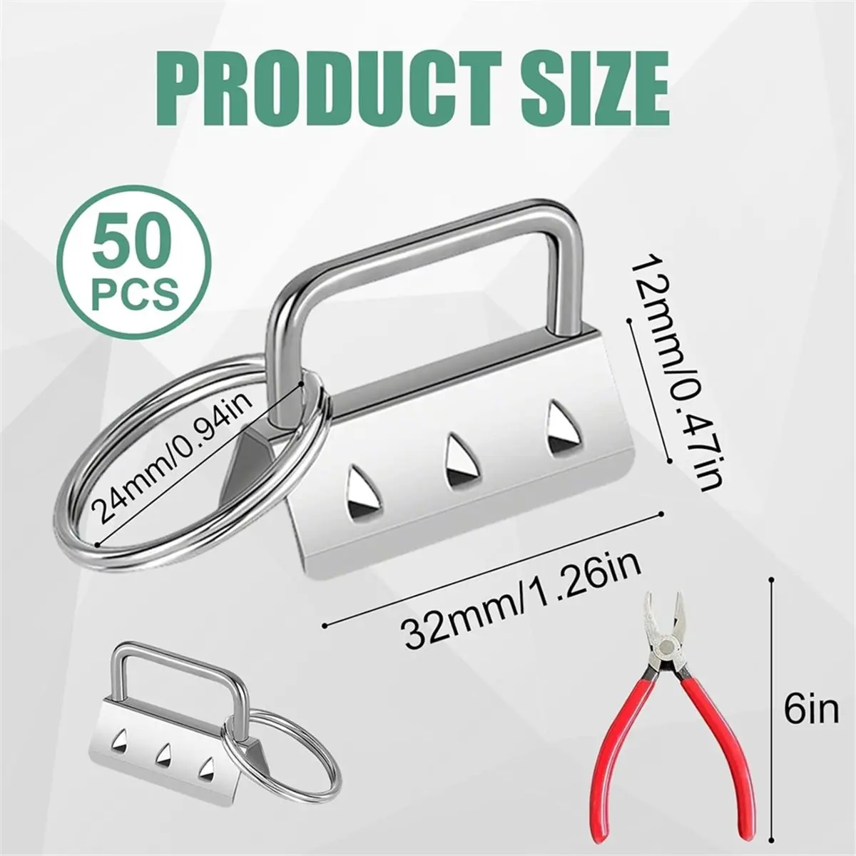 Pack of 50 Lanyard Blanks 32 mm Key Ring Hardware Set, Clamp Lock , Lanyard Blanks for DIY Lanyards, Bracelets