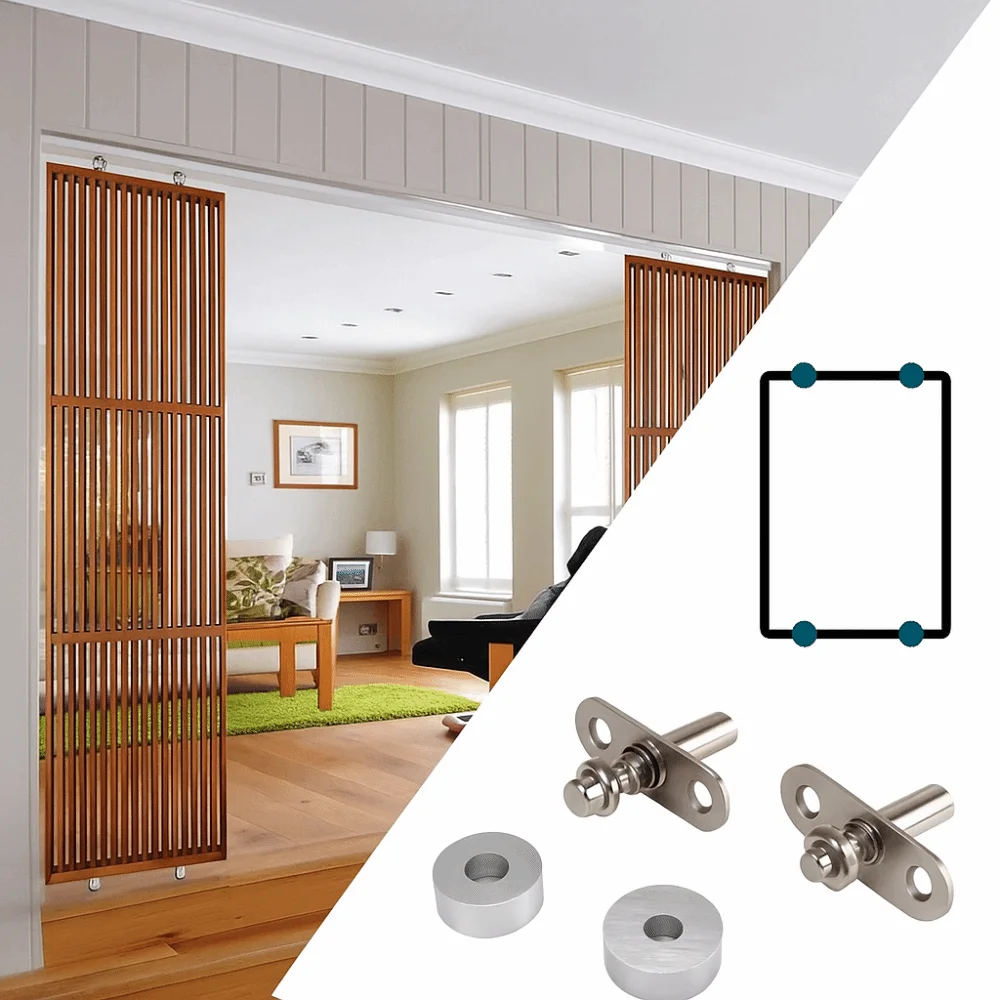 Heavy-Duty Rotation Mounting Hardware Adjustable Silent Pivot Doors Hinges Anti-Rust Corrosion-Resistant 360°Universal Joints