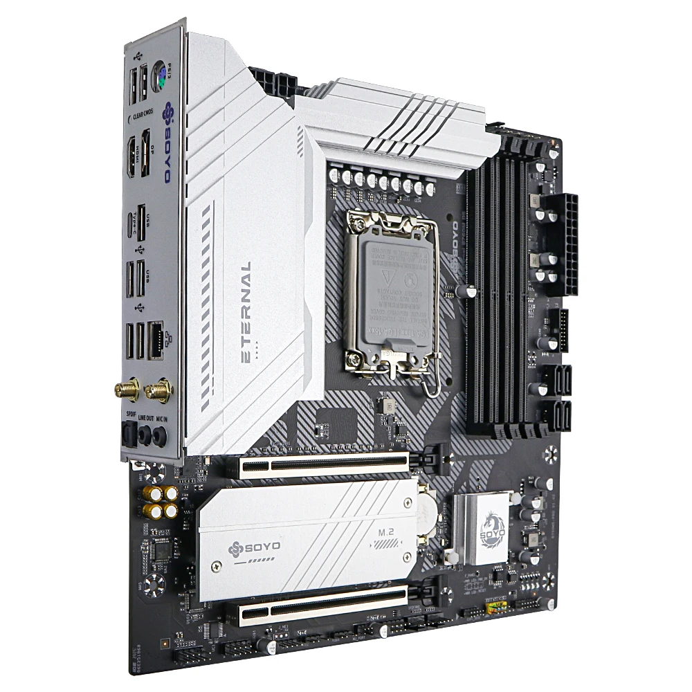 เมนบอร์ด SOYO B760M D5 WiFi DDR5 LGA 1700 Intel B760 M-ATX รองรับ 2* M.2 PCIe 4.0 Type-C WiFi6 ARGB USB3.2 สำหรับโปรเซสเซอร์รุ่น 12/13/14