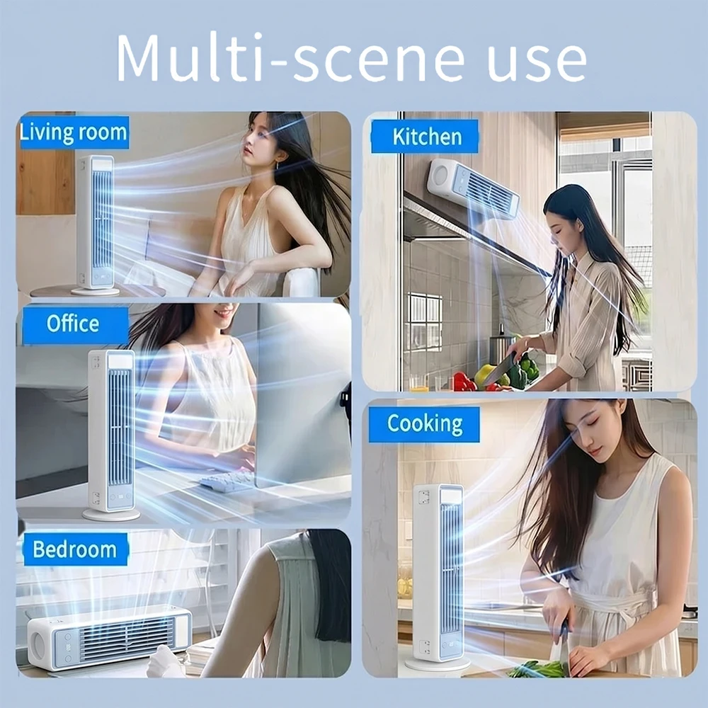Portable Air Conditioner Fan 3600mAh Quiet Desktop Tower Fan Wall Circulating Fan 0-100 Speeds Adjustable Cooling Fan for Home