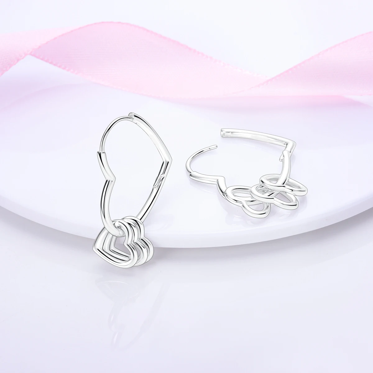 Orecchino a cerchio classico in argento 925 a forma di cuore originale per regalo di gioielli per ragazza alla moda da donna